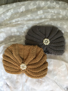 Knitted baby girls hats